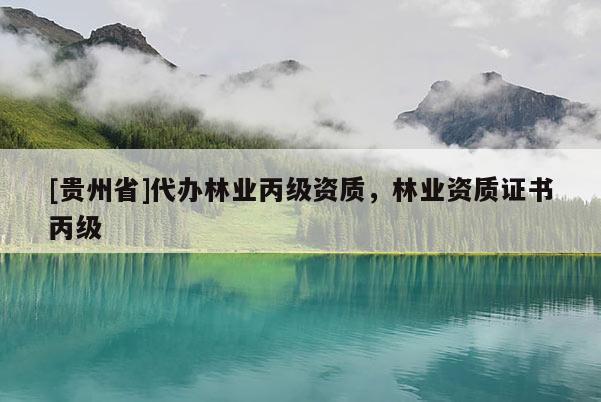 [贵州省]代办林业丙级资质，林业资质证书丙级